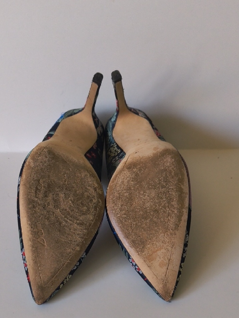 Sam Edelman Hazel Navy Silk Floral Embroidered Pointed Toe Pumps - Picture 5 of 5